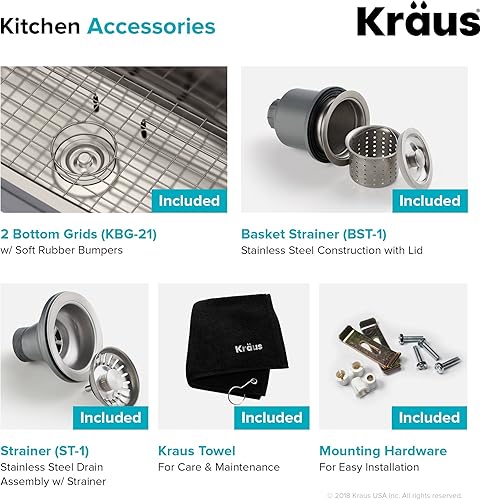 Vista 25 de Kraus, KBU24, fregadero de cocina con doble cavidad 60/40, de acero inoxidable, bajo cubierta de 32 pulgadas, de calibre 16, KBU24