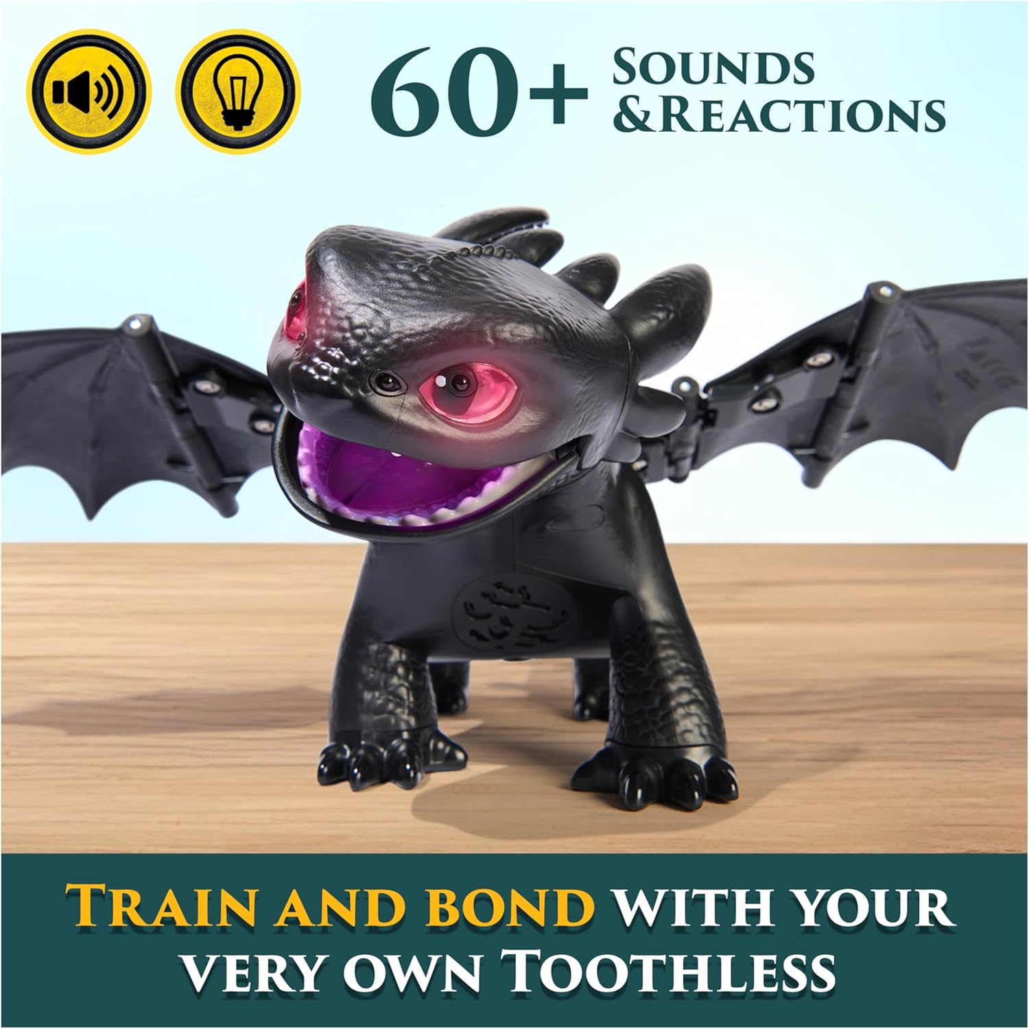 DreamWorks Dragons How to Train Your Dragon, Tame & Train Interactive Toothless with 60 Sounds & Reactions, Kids Toys for Boys & Girls Ages 4 & up - Image 3