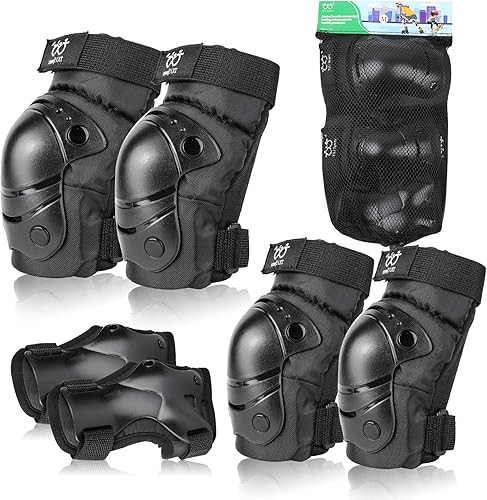 Rodilleras para niñosjóvenesadultos, coderas con muñequeras, juego de 6 unidades para patineta, ciclismo, patinaje, bicicleta, scooter, equitación,