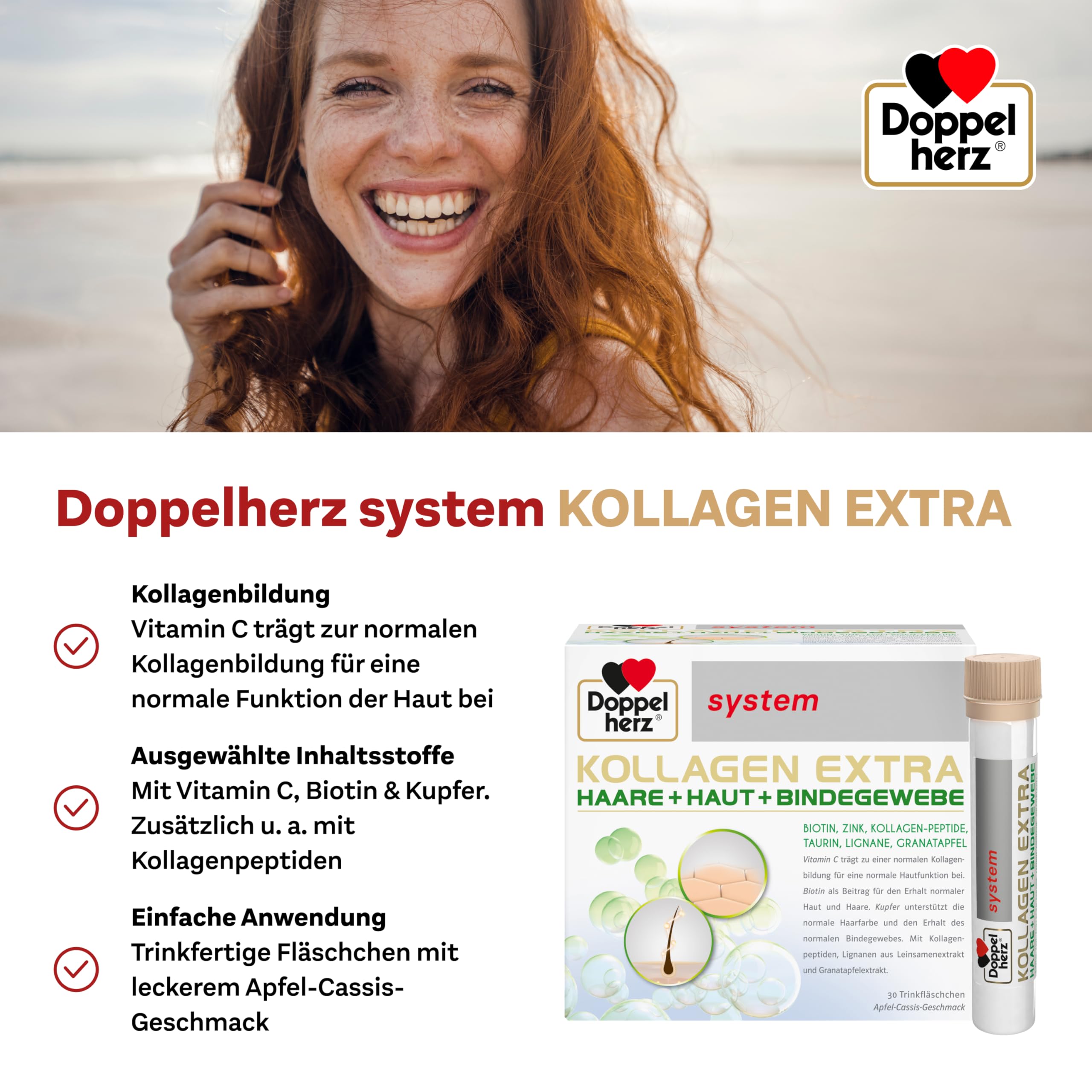 Doppelherz Kollagen Extra system Haare, Haut und Bindegewebe Lösung, 30 Sztuka Butelka do picia