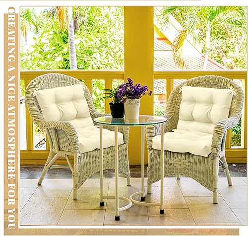 Miniatura 7 de Marsui 4 cojines para sillas de respaldo alto para interiores y exteriores, muebles de patio con lazos, repuesto para todo tipo de clima, cojines