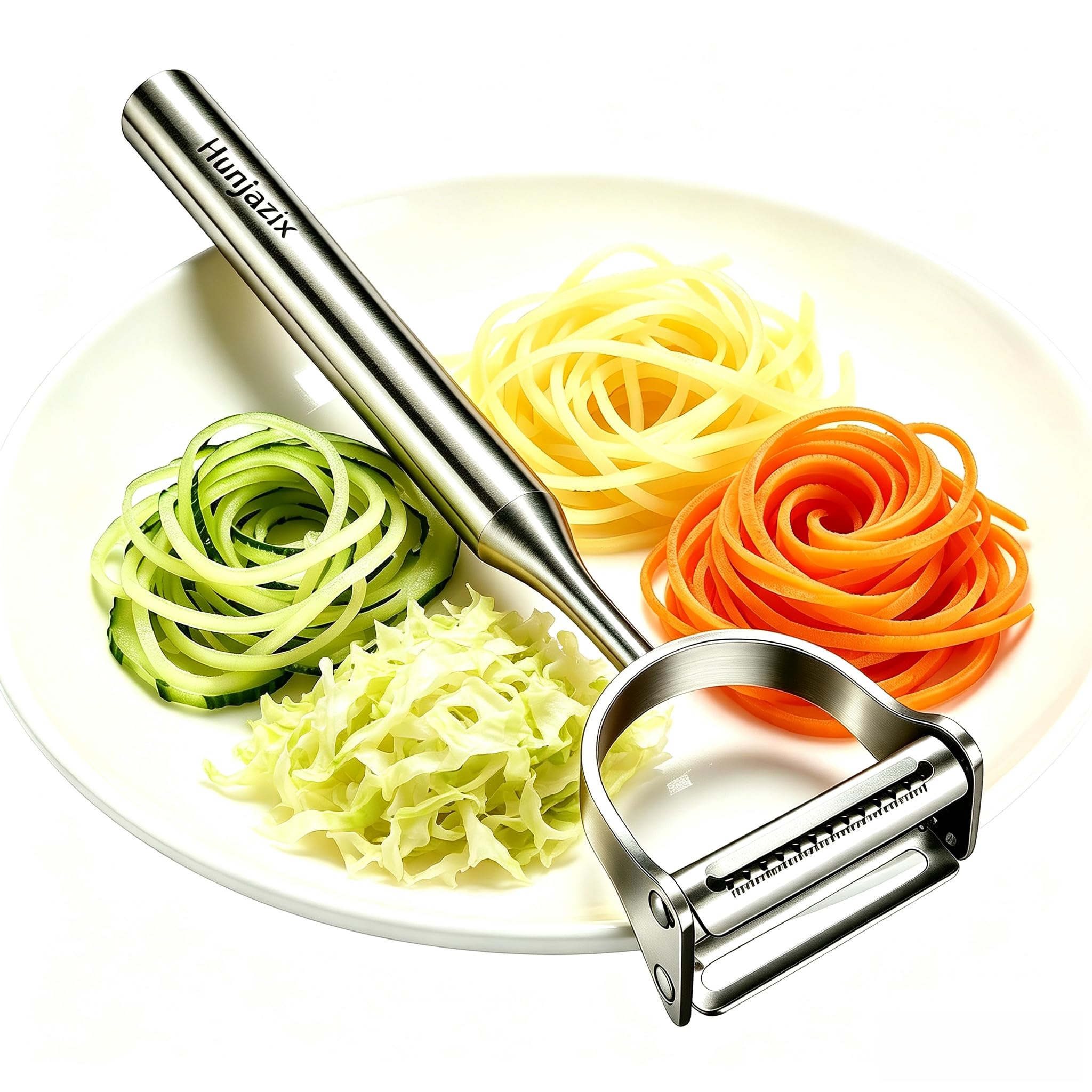 Photo 1 of Hunjazix 2-in-1 Julienne Vegetable Peeler, Julienne Peeler Shredder Tool