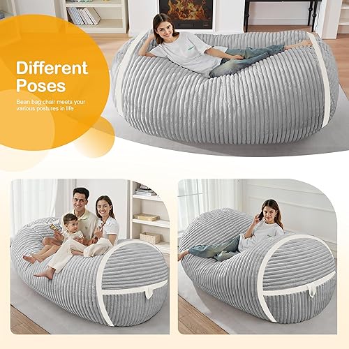 Miniatura 224 de HABUTWAY Puf gigante de 2 pies para adultos, con relleno de espuma viscoelástica, puf grande con funda de terciopelo holandés extraíble para sala de