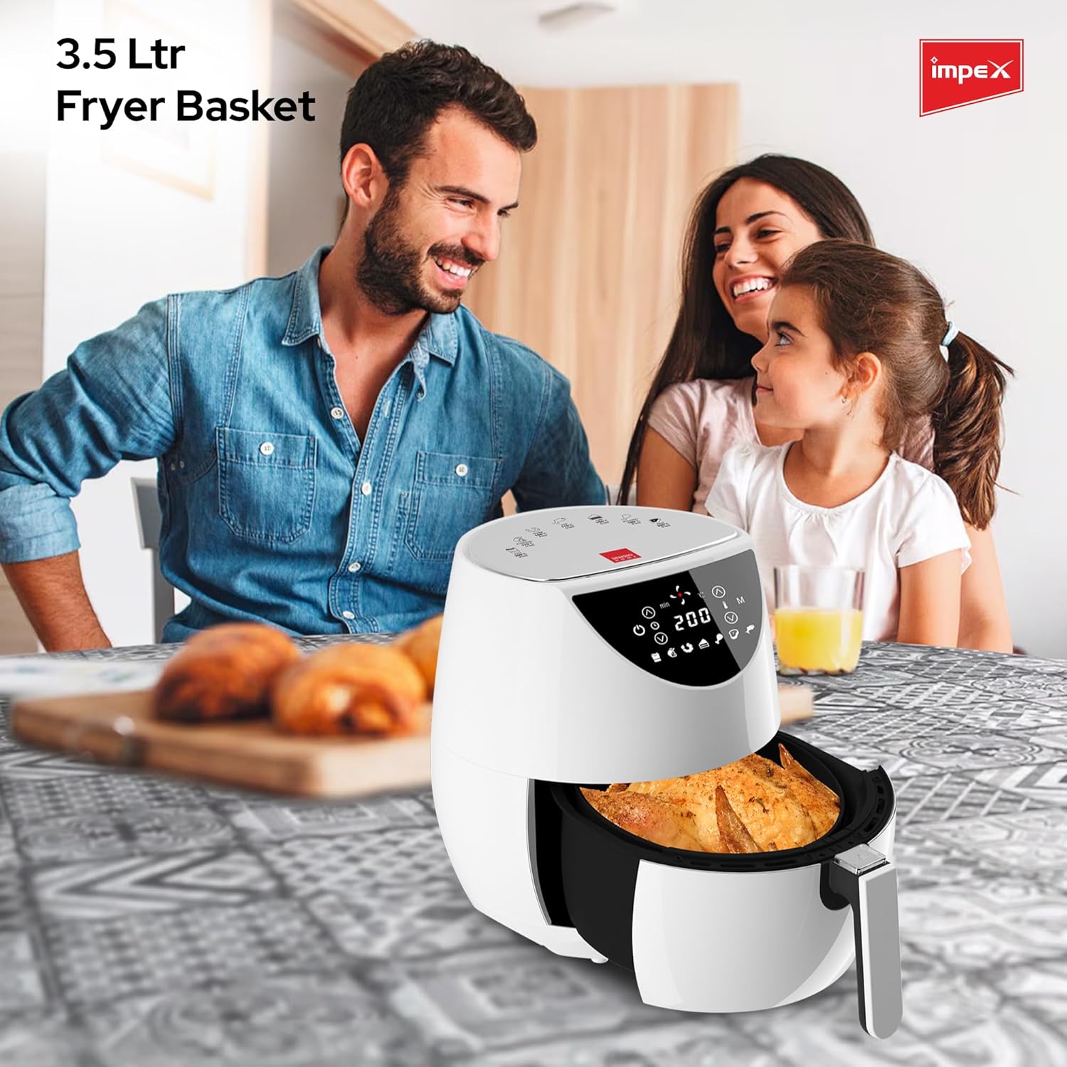 Impex AF 4301 Digital Air Fryer with basket pulled out