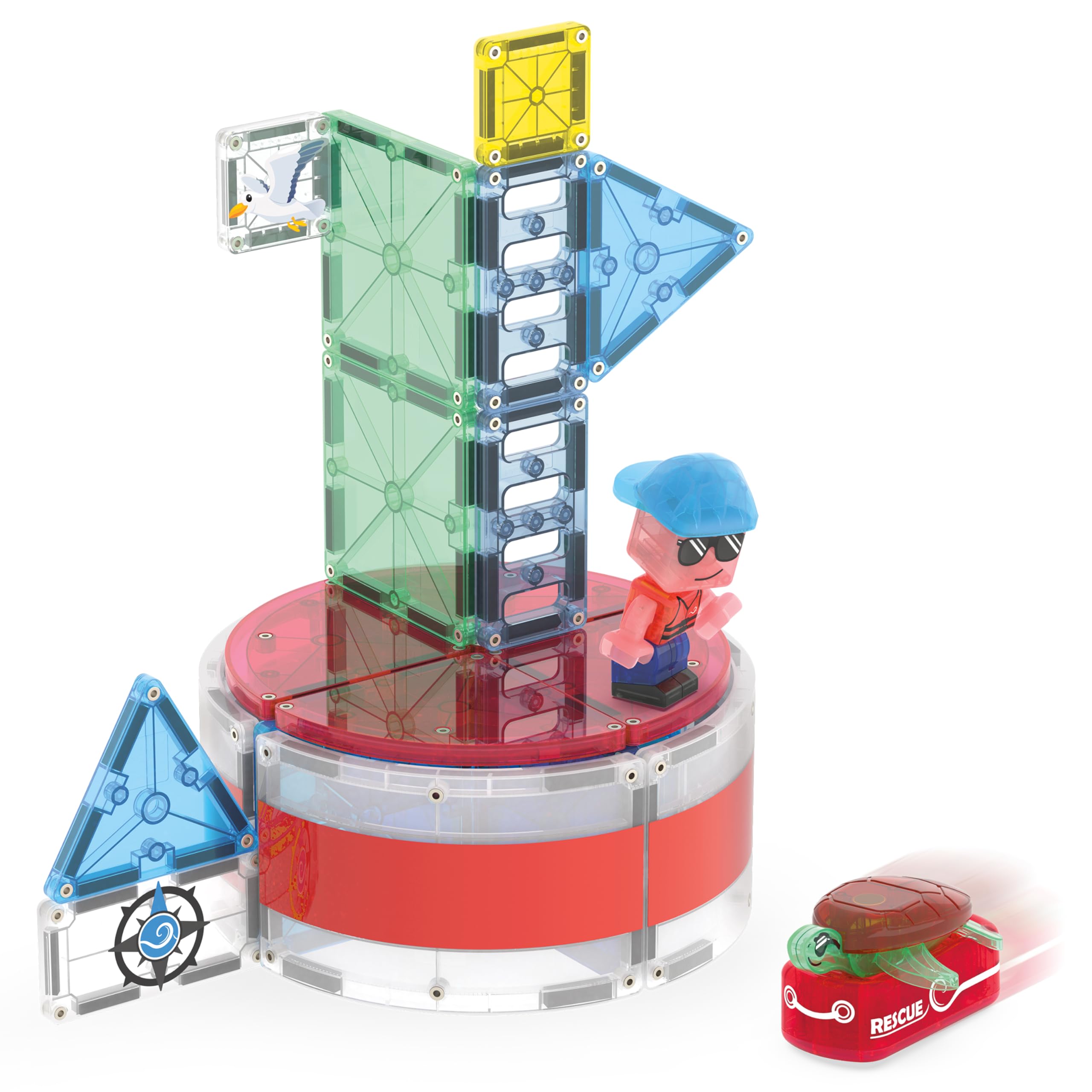 Magna-Tiles Lighthouse Rescue 26-częściowy magnetyczny zestaw konstrukcyjny, oryginalna marka magnetyczna