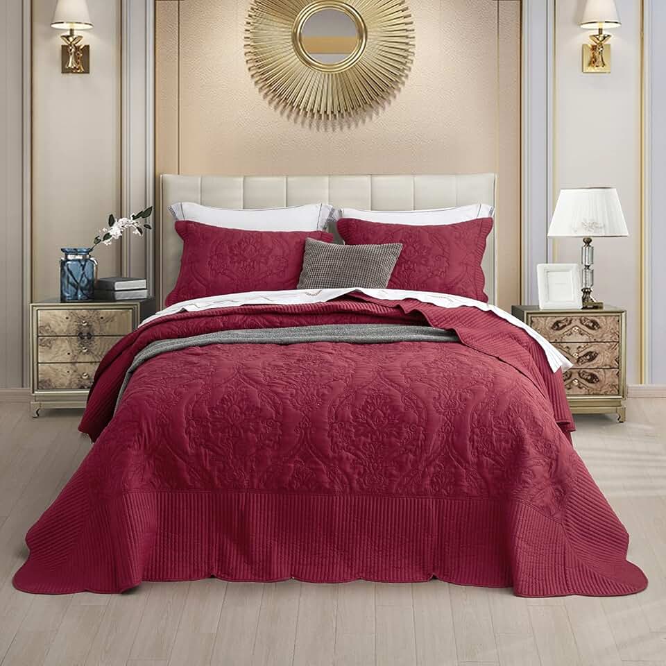 burgundy bedspreads king
