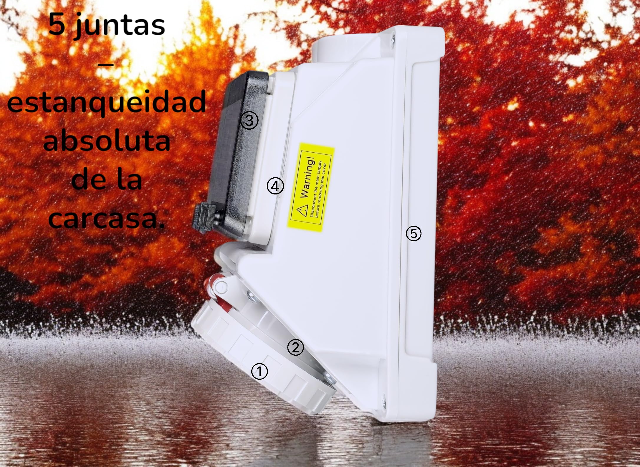RoadEu – Enchufe mural IP66 CEE 32A con disyuntor – 400V 5P trifásico – Resistente al agua y al polvo – Ideal para exteriores e instalaciones industriales