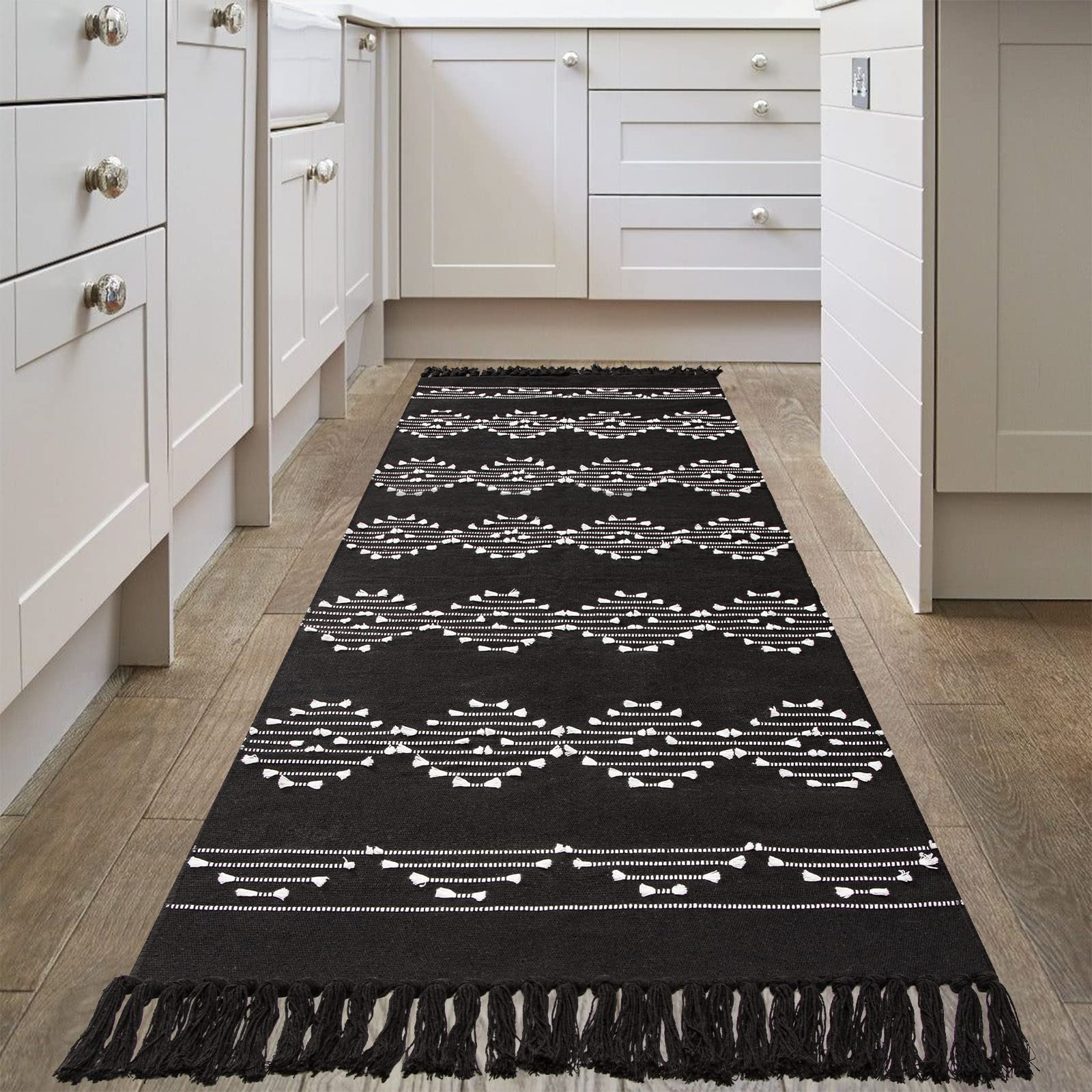 Collive Boho-Läufer 5x12,7 Cm – Rutschfester, Waschbarer Baumwollteppich
