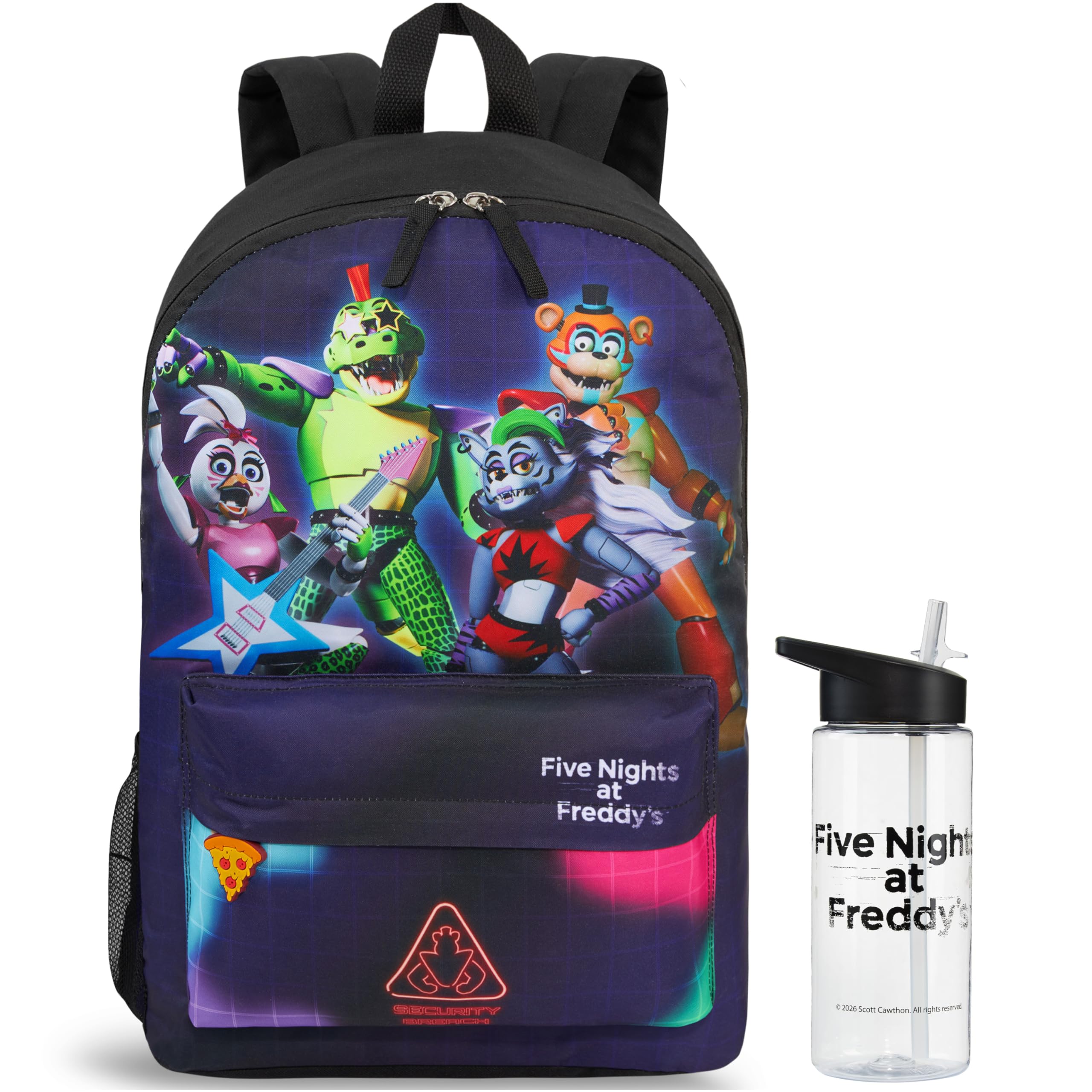 Get Trend Five Nights at Freddy's Sac a Dos avec Gourde Garcon, FNAF Fermeture Eclair Cartable et Gourde sans BPA 500ml, Cadeau Garcon (Multi FNAF)