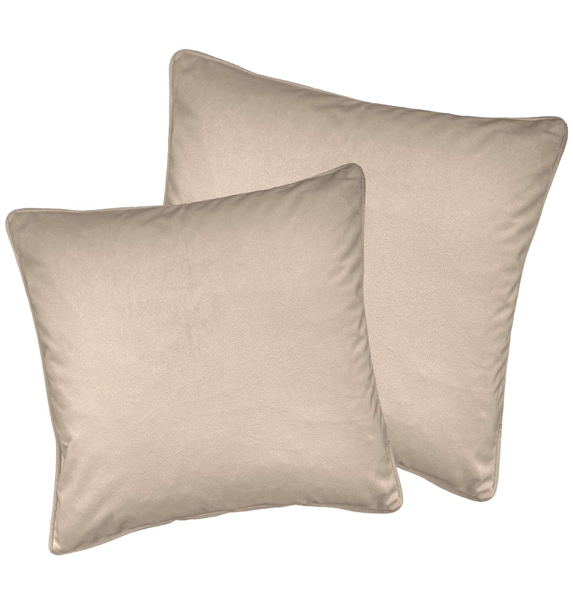Enhanced Living Cream Pair Of Plain Velvet Cushion Covers 43X43cm – Soft Velvet Fabric With Piped Edge – Double-Sided, Zip Opening – Covers Only, No Inserts