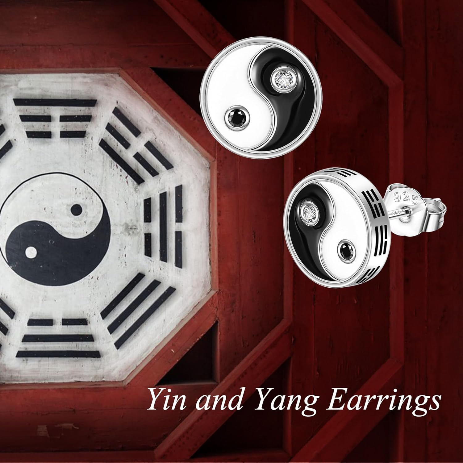 Viking/Yinyang/Eye of Horus/Atheist/Triangle/Square Earrings Stud Sterling Silver Viking Egyptian Jewelry Gift for Men