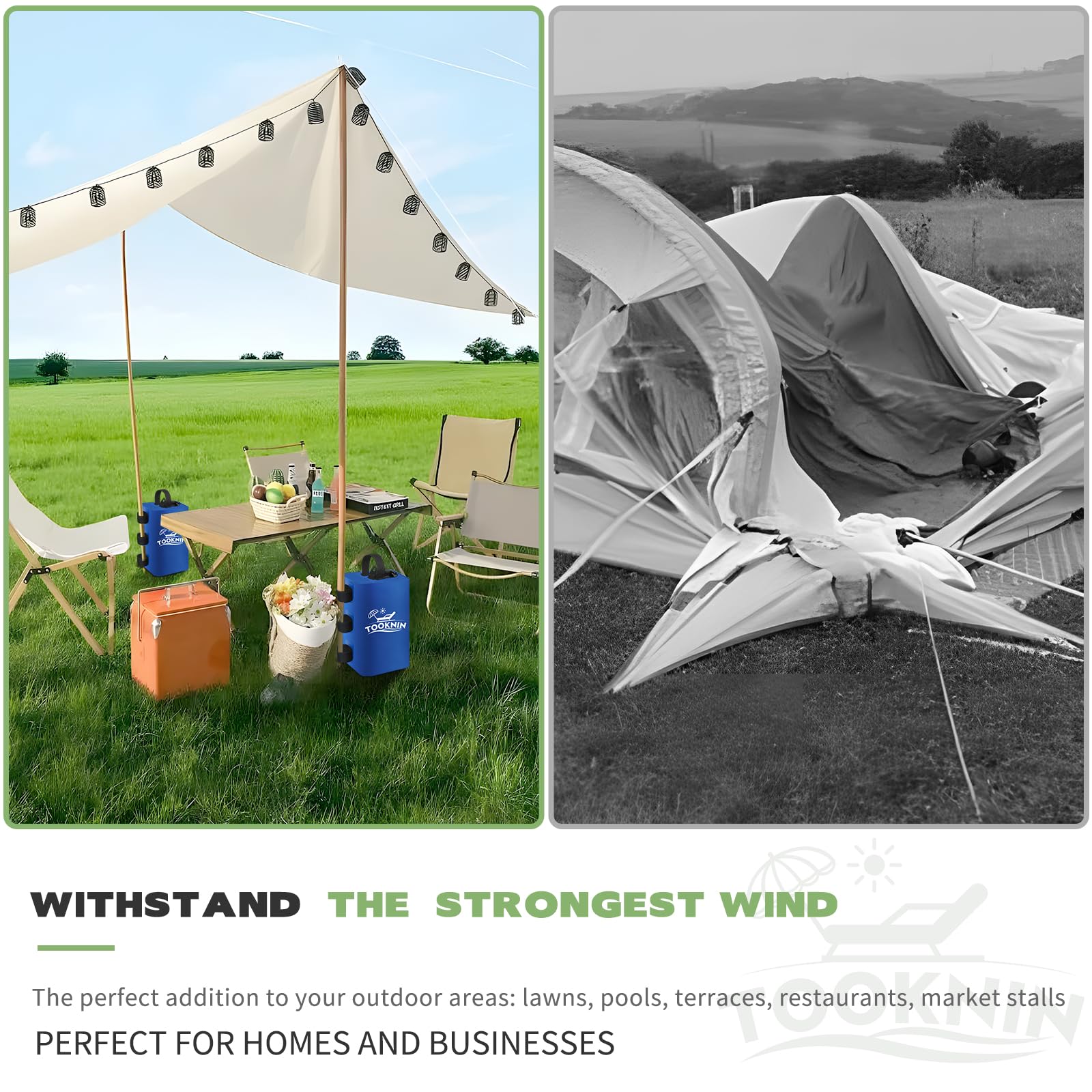TENTONUP Baldachin-Wassergewichtssäcke 4er-Set, 40 Kg – Auslaufsicher Für Zelt, Pavillon, Carport