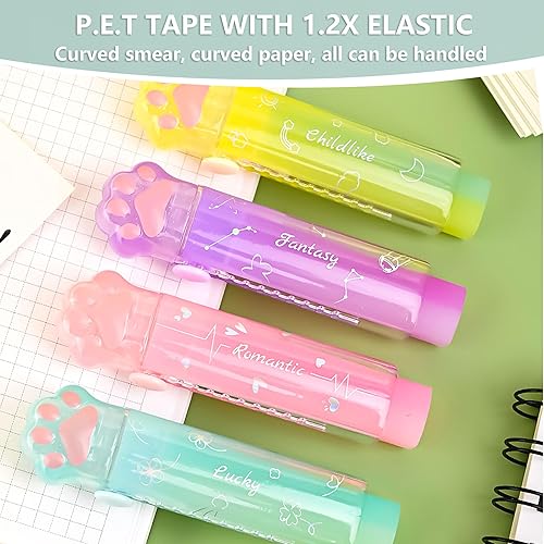 Miniatura 9 de Borrador de lápiz retráctil, lindos borradores, borrador de gelatina degradado, adecuado para suministros de oficina en casa y escuela, 4 unidades