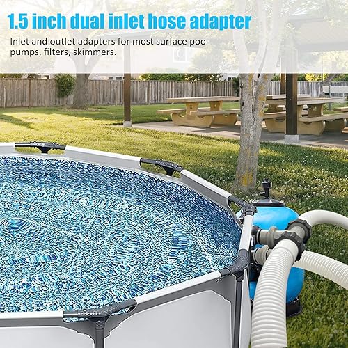 Miniatura 5 de Conector de manguera de piscina con junta en T de 1.5 a 1.5 pulgadas, conector de manguera de bomba de filtro, adaptador de manguera de piscina para