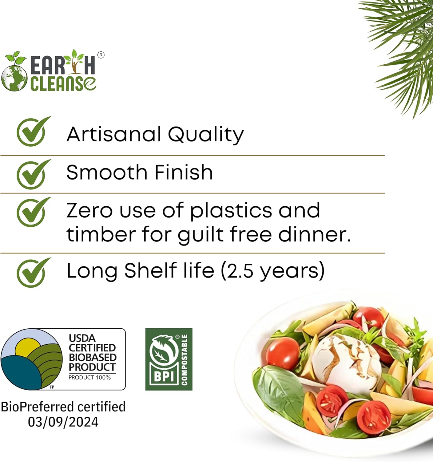 Earth Cleanse Compostable Paper Plates 10 Inch Round 150 Pack – Value Pack Heavy Duty Disposable Plates, Sugarcane Bagasse, Microwave Safe, Leak Resistant for Party, Catering, Events