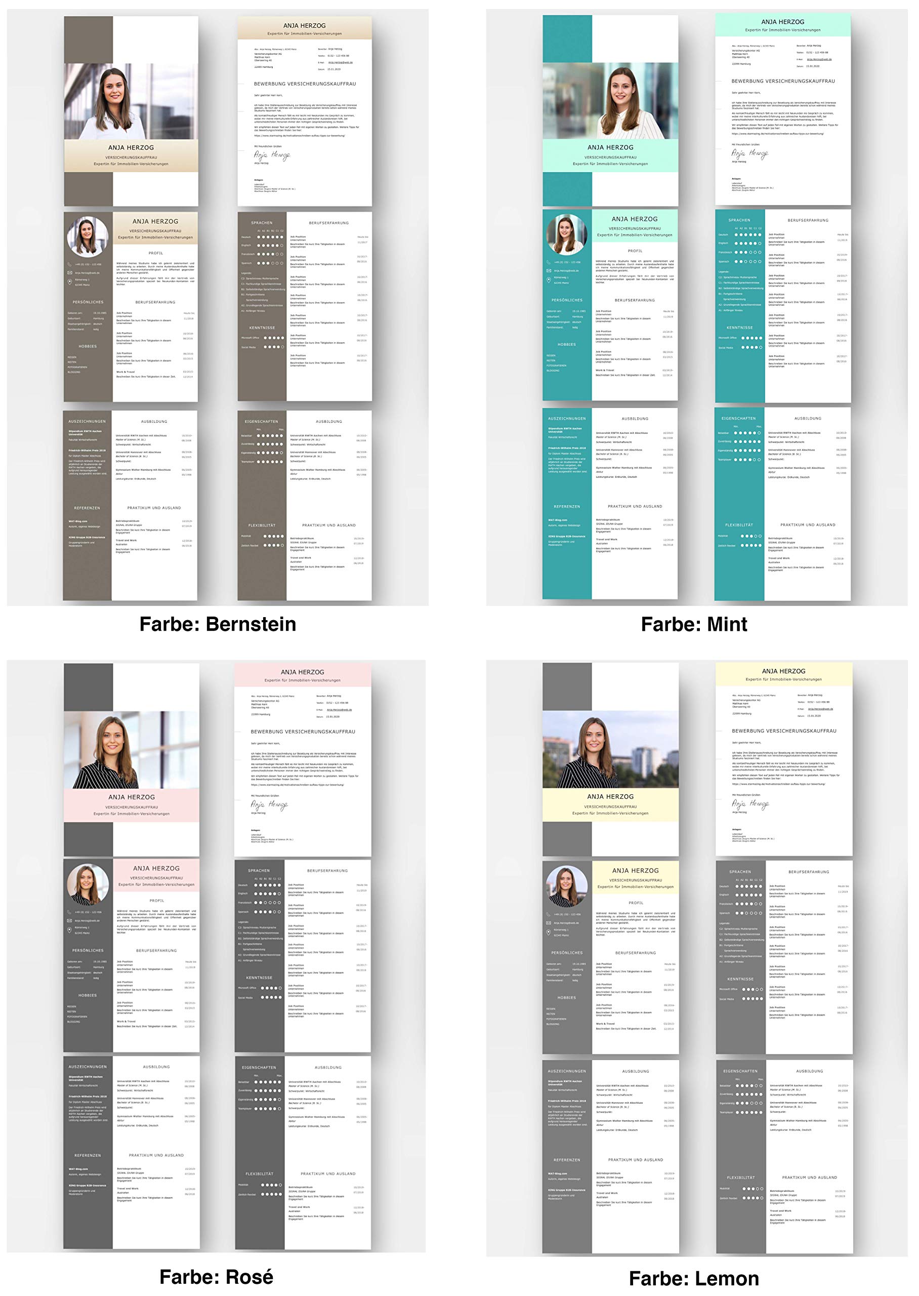 Lebenslauf Design 2026 ULTIMATE Vorlage "Premium XL“ Set in 9 Farbvarianten | Moderne Bewerbungsvorlagen für Word und Pages | Mit Videoanleitung + Support