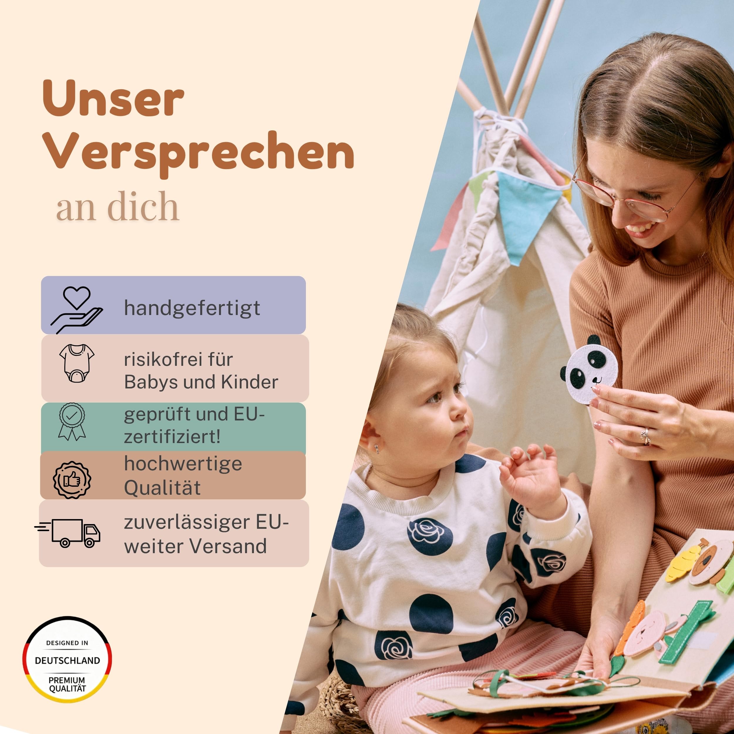 Quiet Book Bauernhof (2 Figuren) Filz-Aktivitätsbuch | Handgefertigt, Tier-Fingerpuppen & Traktor, Bildschirmfreies Spielzeug für Unterwegs, Zuordnung & Zählen, ab 18 Monaten