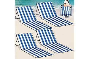 4 Pack Folding Beach Loungers for Sunbathing, Patio Chaise Lounge and Outdoor