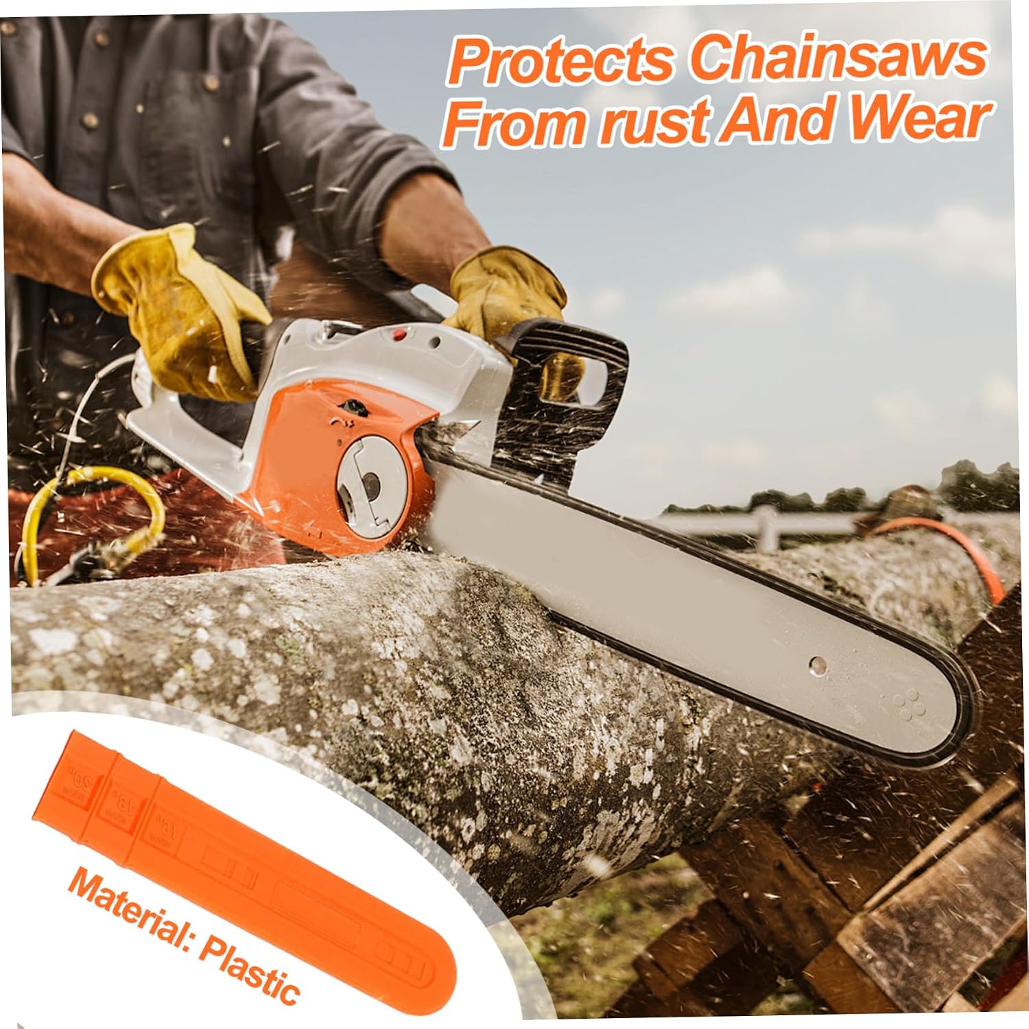 Chainsaw Chain Cover 20" Long Chainsaw Bar Cover Portable Chain Scabbard with Scale Garden Guide Plate Protective Accessories Fit for 16-20 image 5