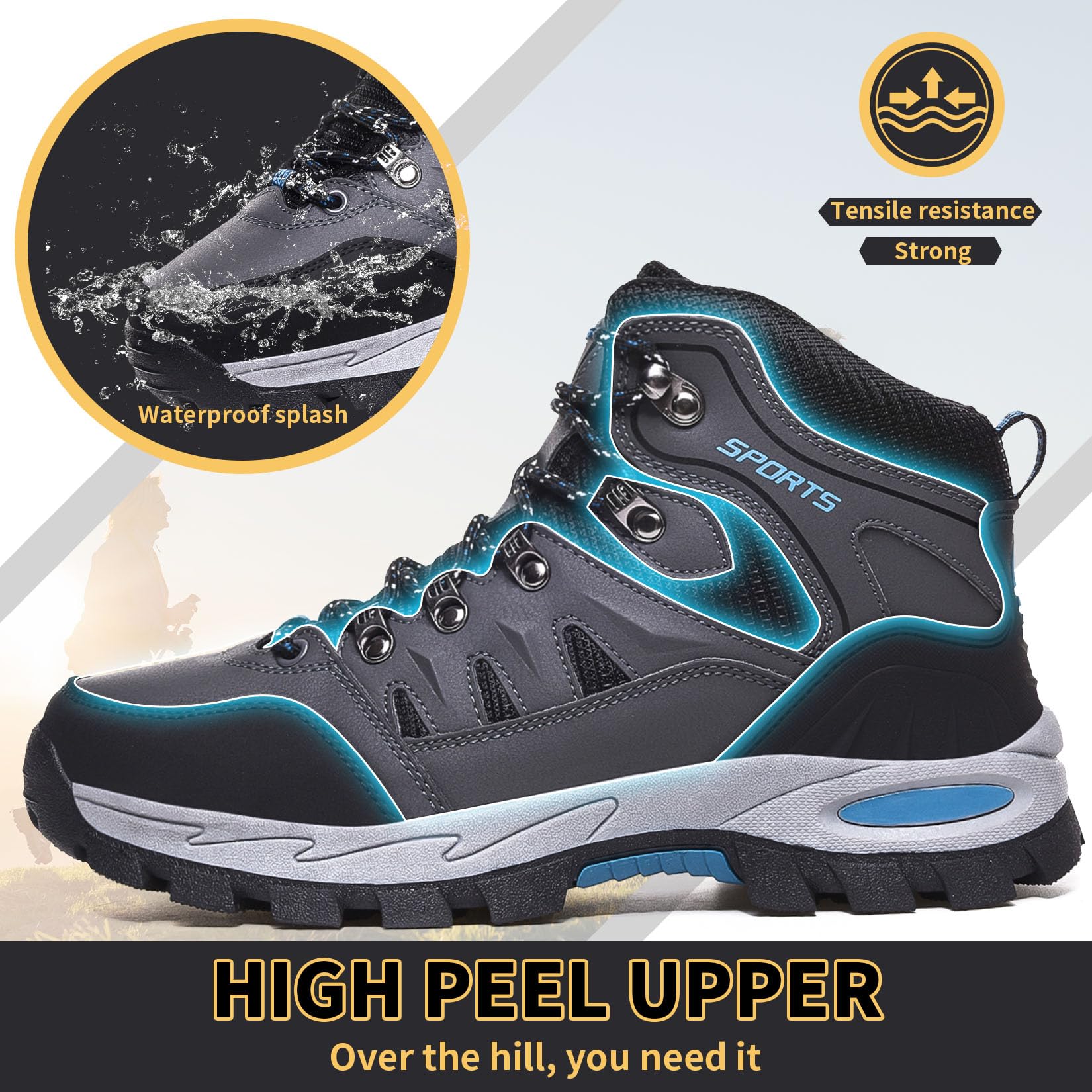 Littleplum Zapatillas Deportivas para Hombres Camping Impermeables Zapatos Descalzos Deportes al Aire Libre Fitness Zapatos de Senderismo para Hombres Zapatos de Senderismo Ligeros,Gris,39 EU