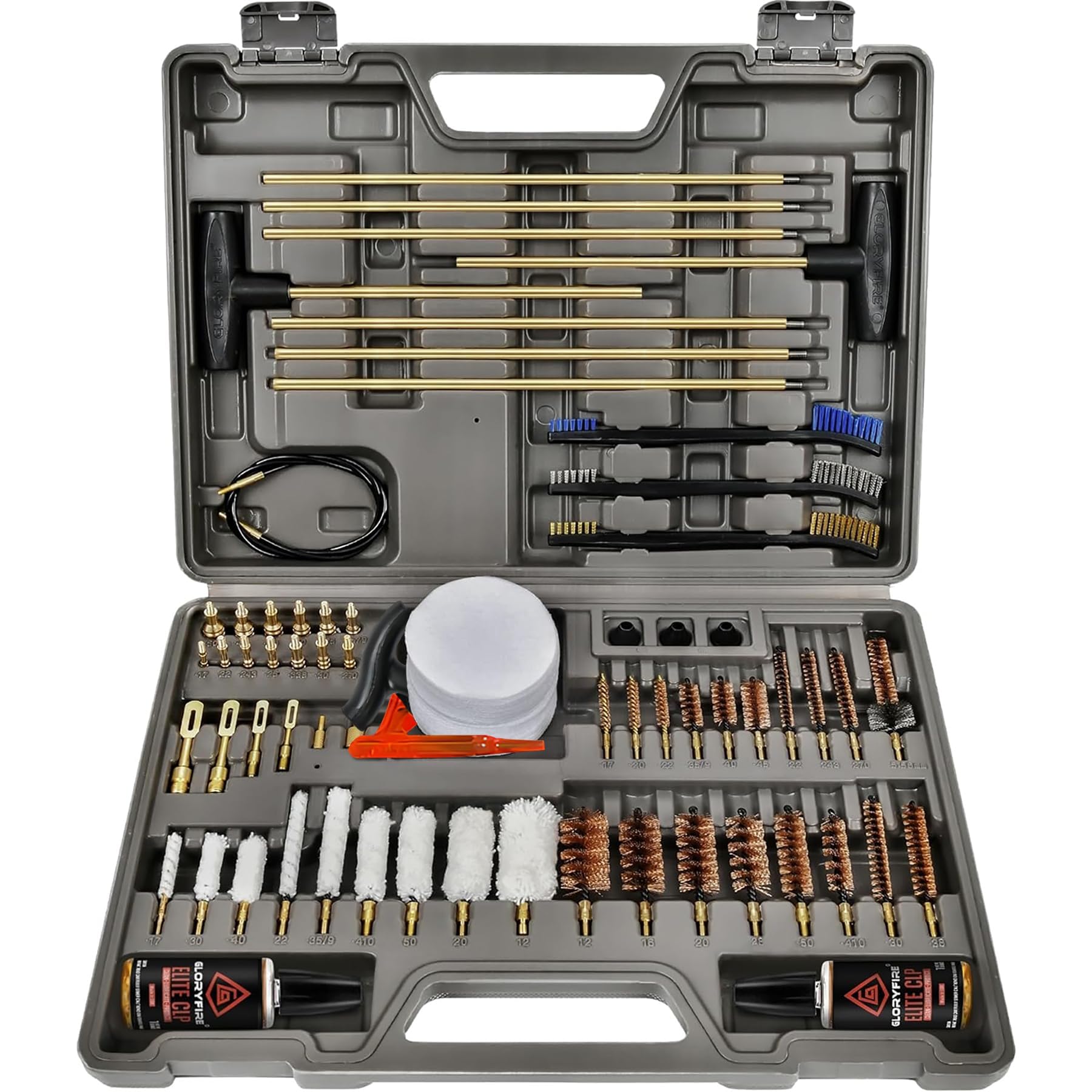 GLORYFIRE Gun Cleaning Kit Elite Designed, Shotgun Pistol Cleaning Kit with All Brass Brushes, Mops, and Rods Guns