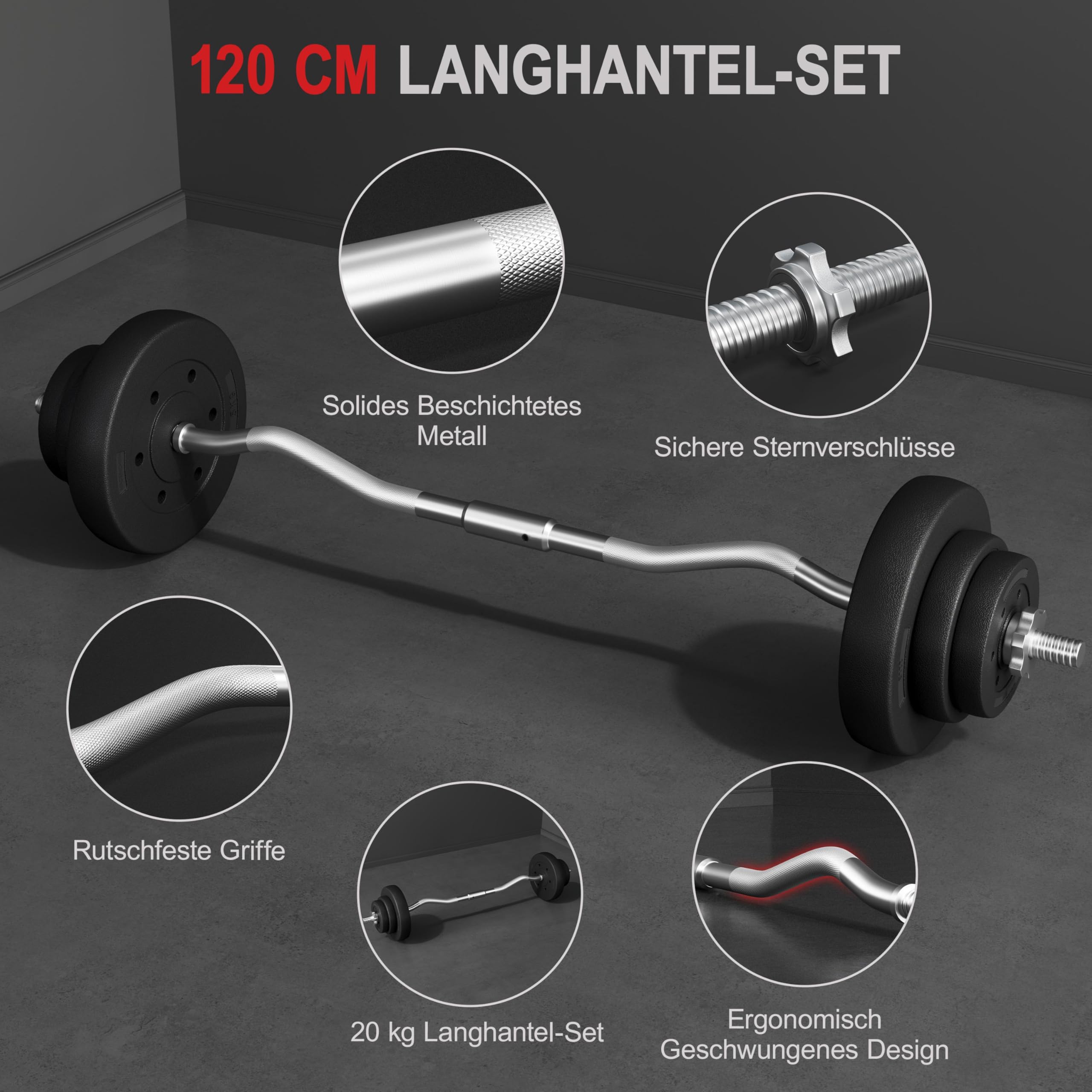 Dumbbell- en halterset voor krachttraining 50 kg CORENGTH