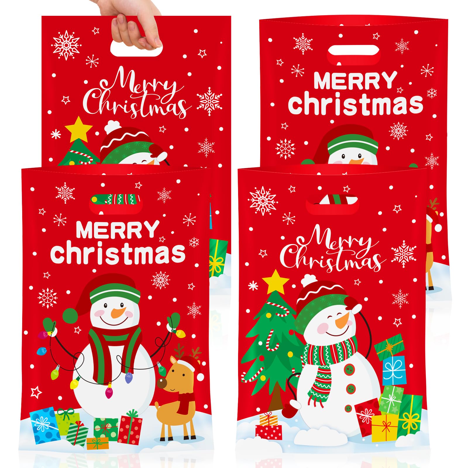 50 Pcs Merry Christmas Goodie Bags Cute Snowman Plastic Treat Candy Goody  Cookie Snack Favor Tote Bags for Winter Xmas Holiday Party Favors Supplies