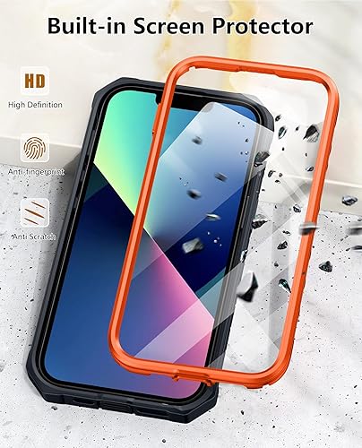 Miniatura 6 de Funda para iPhone 131415 Funda protectora para iPhone 16e con funda de clip para cinturón, diseño duradero de doble capa con soporte integrado