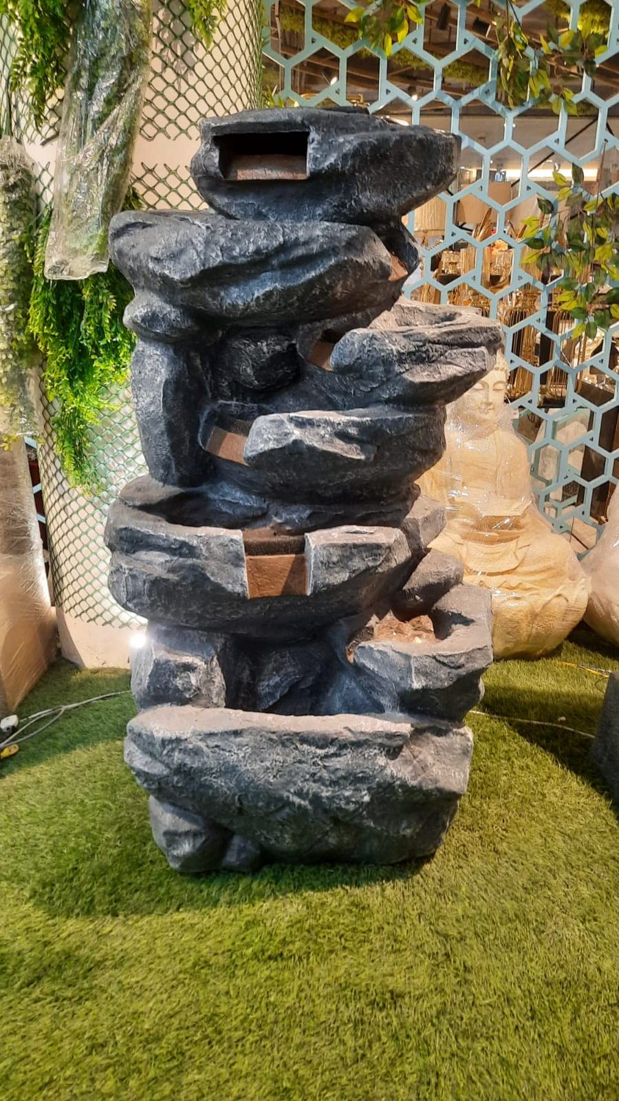 Order Happiness Sandstone Grey Beautiful Water Fountain for Home Decoration, Living Room & Office
