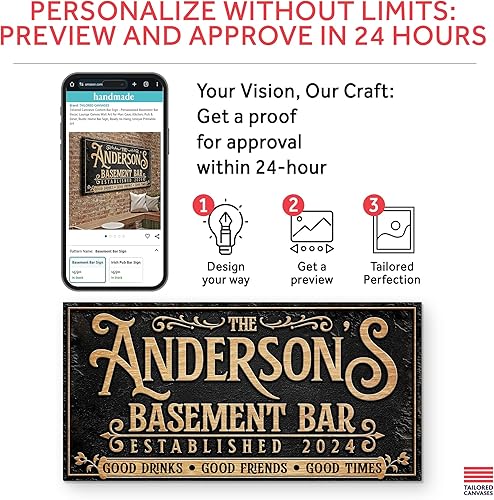 Miniatura 4 de TAILORED CANVASES Letrero de barra personalizado decoración de barra en el sótano, arte de pared en lienzo de salón para cueva de hombre, cocina,