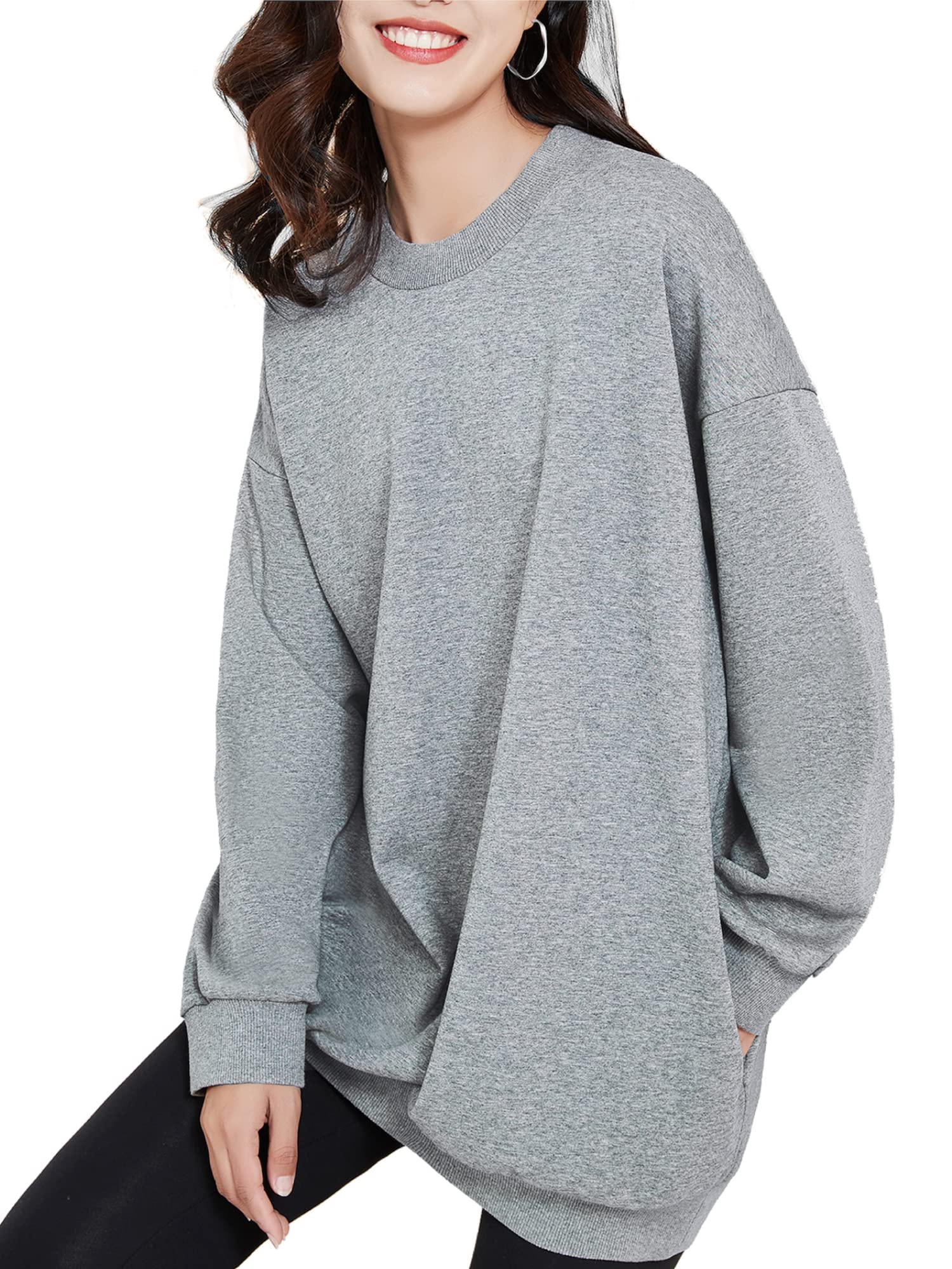 SUPESU Women's Oversized Crewneck Sweater Long Sleeved Tunic Pullover Top 2022 Fall