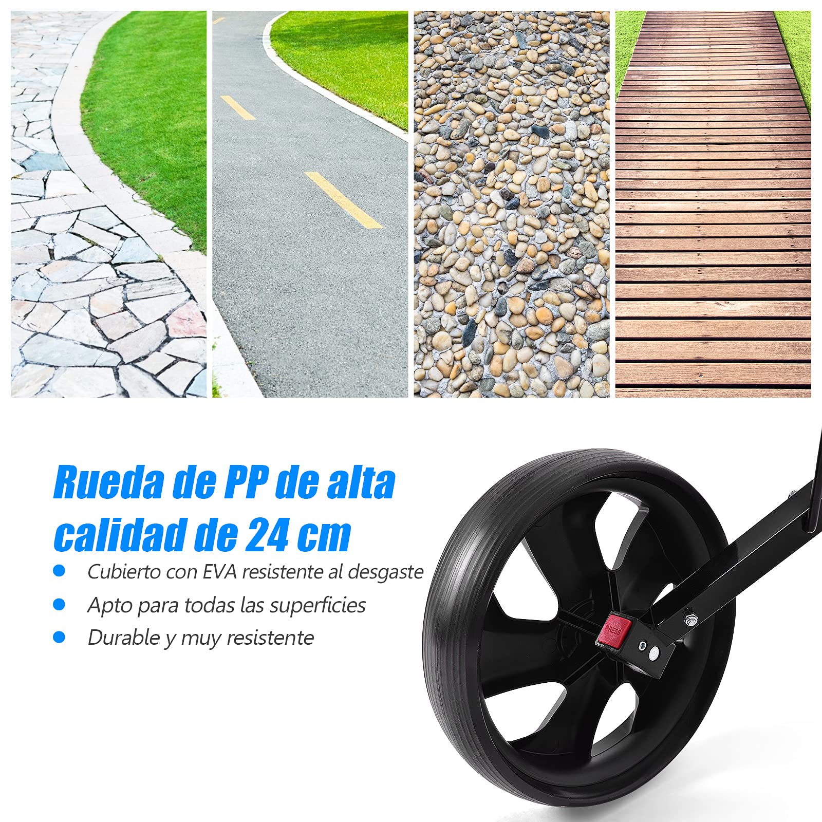 COSTWAY Carrito de Golf Plegable con 2 Ruedas, Estructura de Metal, Negro
