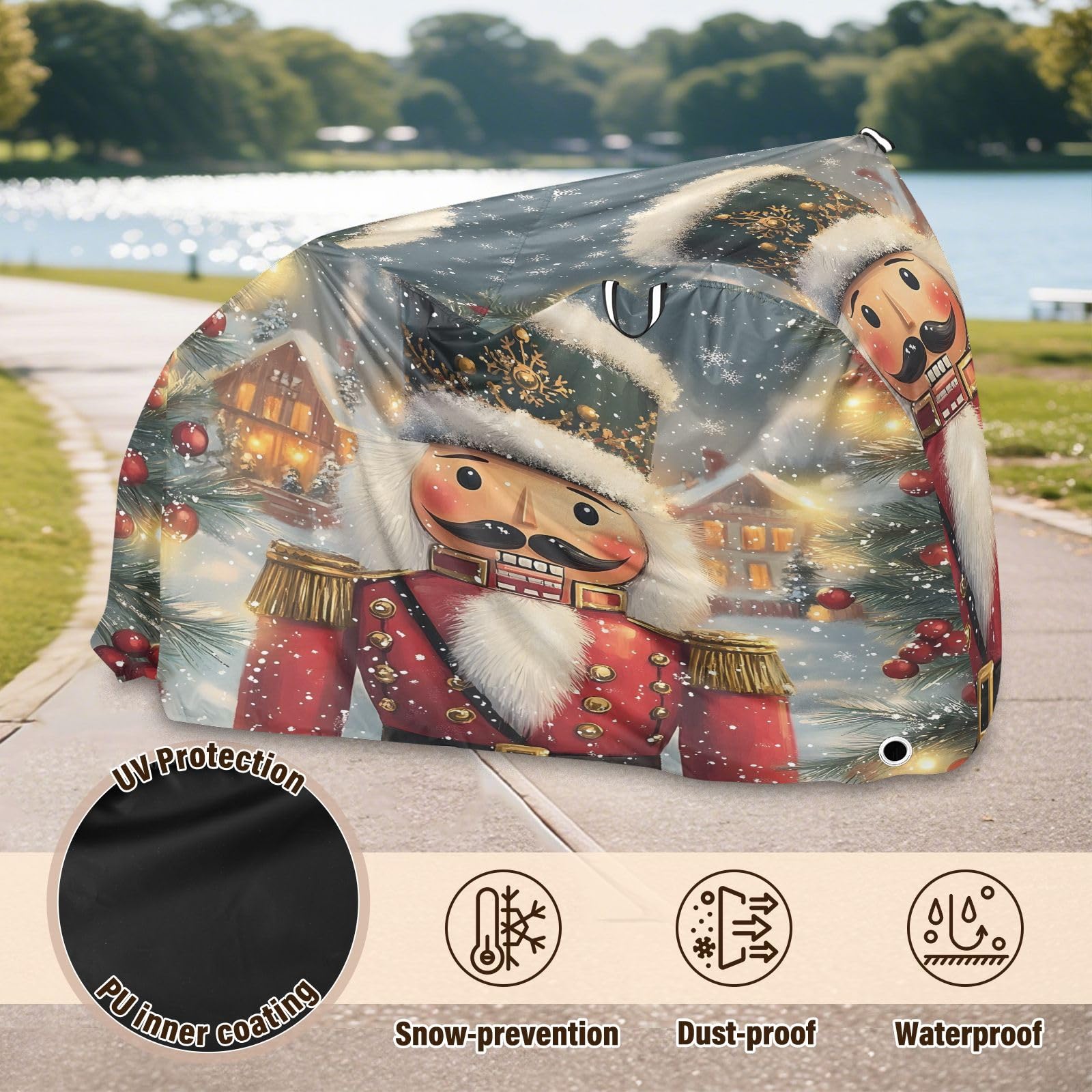 Pokrowiec na rower, wodoodporny, outdoorowy, rowerowy, motorower, wytrzymały, wiatroszczelny, ochrona przed słońcem, do roweru górskiego, szosowego, dziadka do orzechów, Boże Narodzenie