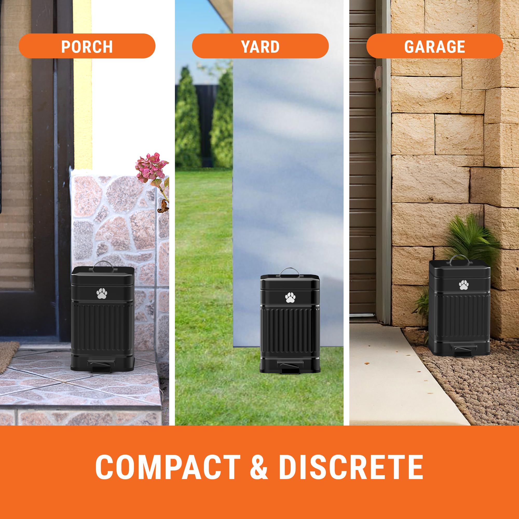 Bidone Metallico Giardino Cestino Cacca Cani Esterno - Metallico 1,3 Gal Con Pedale Cestino Cani