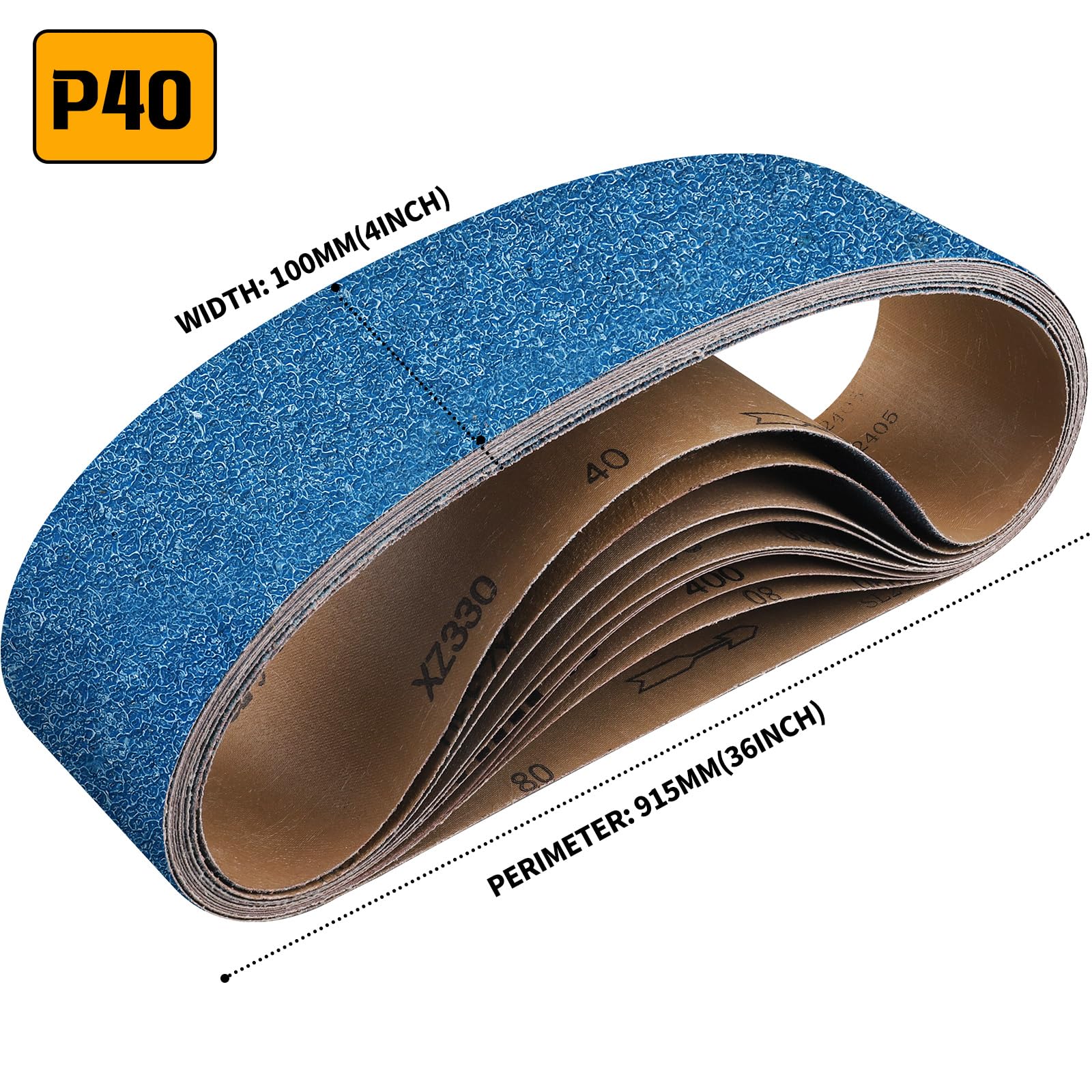 Shineboc Sanding Belt 100 x 915 mm, 6PCS Sander Belts 40 Grit for Polishing Metal Wood - Image 3