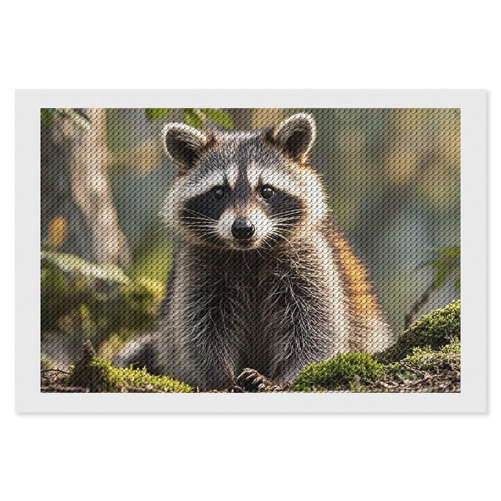 Woodland Raccoon Animal Diamond Painting Kits for Adults, DIY 5D Diamond Painting Kits for Beginners, Round Full Drill Diamond Dots Paintings, Diamonds Pictures Gem Art for Crafts Home Decor 8"x12"