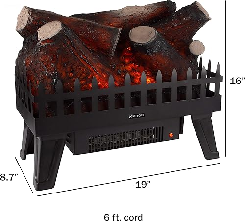 Miniatura 3 de Lavish Home - Inserto de leña eléctrico para chimeneas, calentador con LED de eficiencia energética realista y luminosa llama, para cama de hogar y