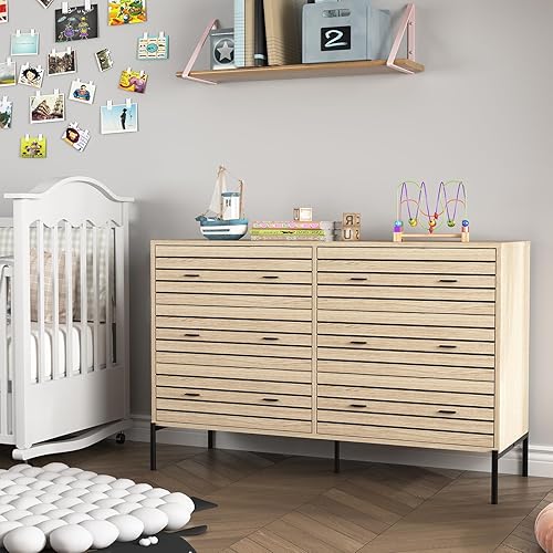 Miniatura 9 de Cómoda blanca para dormitorio, cómoda alta de 6 cajones, cómoda de madera moderna, cómoda para guardería, muebles de dormitorio
