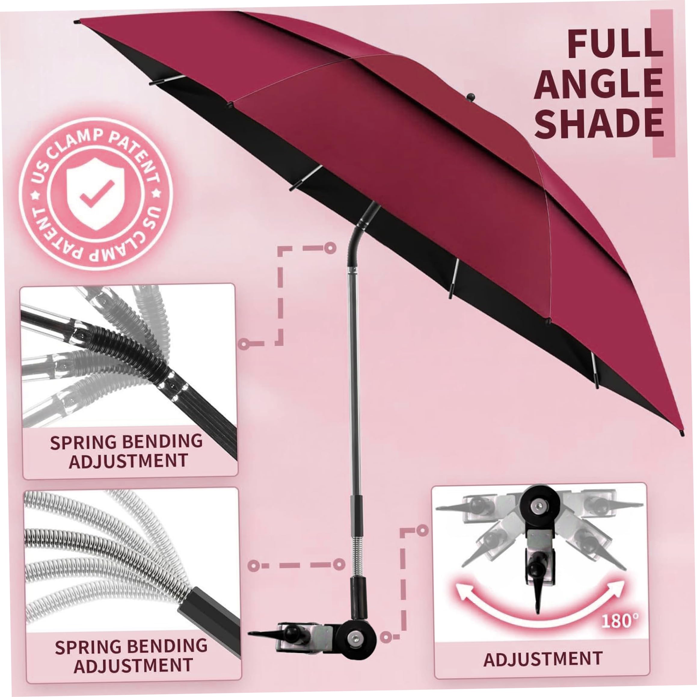 Parasol de chaise, parasol de plage avec pince, parapluies pour chaise, soleil Portable pour le Camping