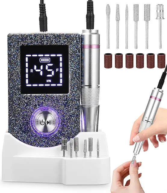 Electric Nail File & Cutter for Gel & Acrylic Nails - 45000 RPM with LCD Display