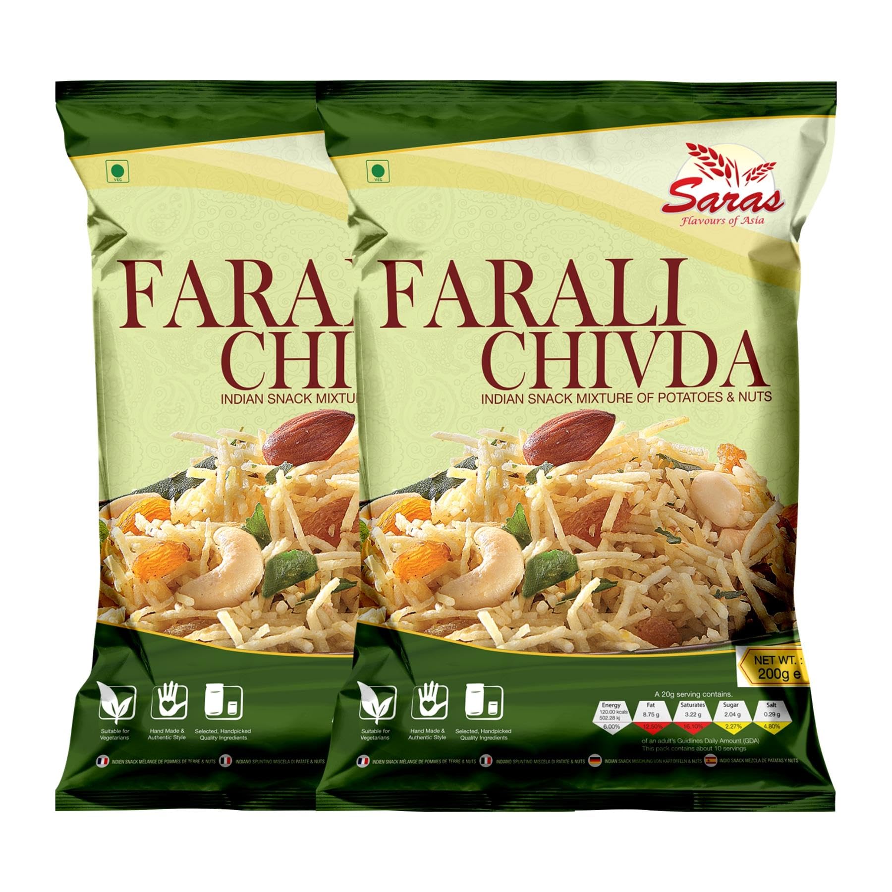 Saras Farali Chevda 200g (Pack of 2) | Fasting Special Snack | Namkeens | Indian Snacks | Crunchy and Flavorful