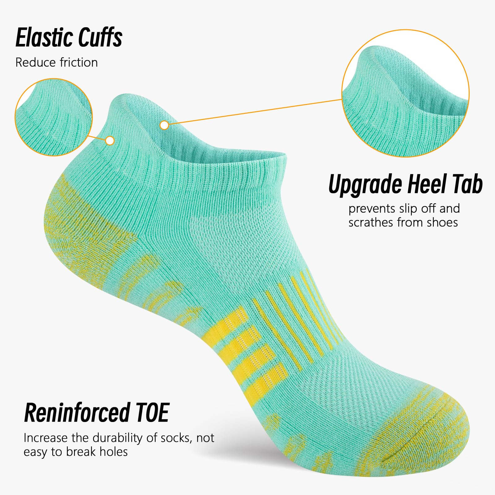 COOPLUS 6 pares de calcetines de tobillo para mujer, atléticos, gruesos, acolchados, de algodón, para correr, corte bajo