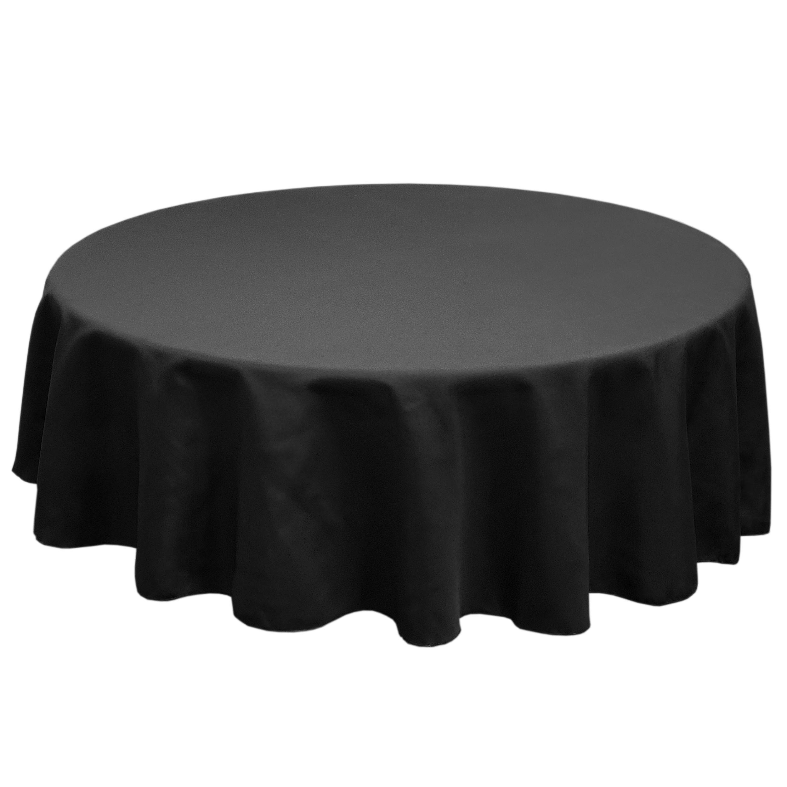 TableLinensforLess Polyester Round Tablecloth, 132 Inch Round, (Black)