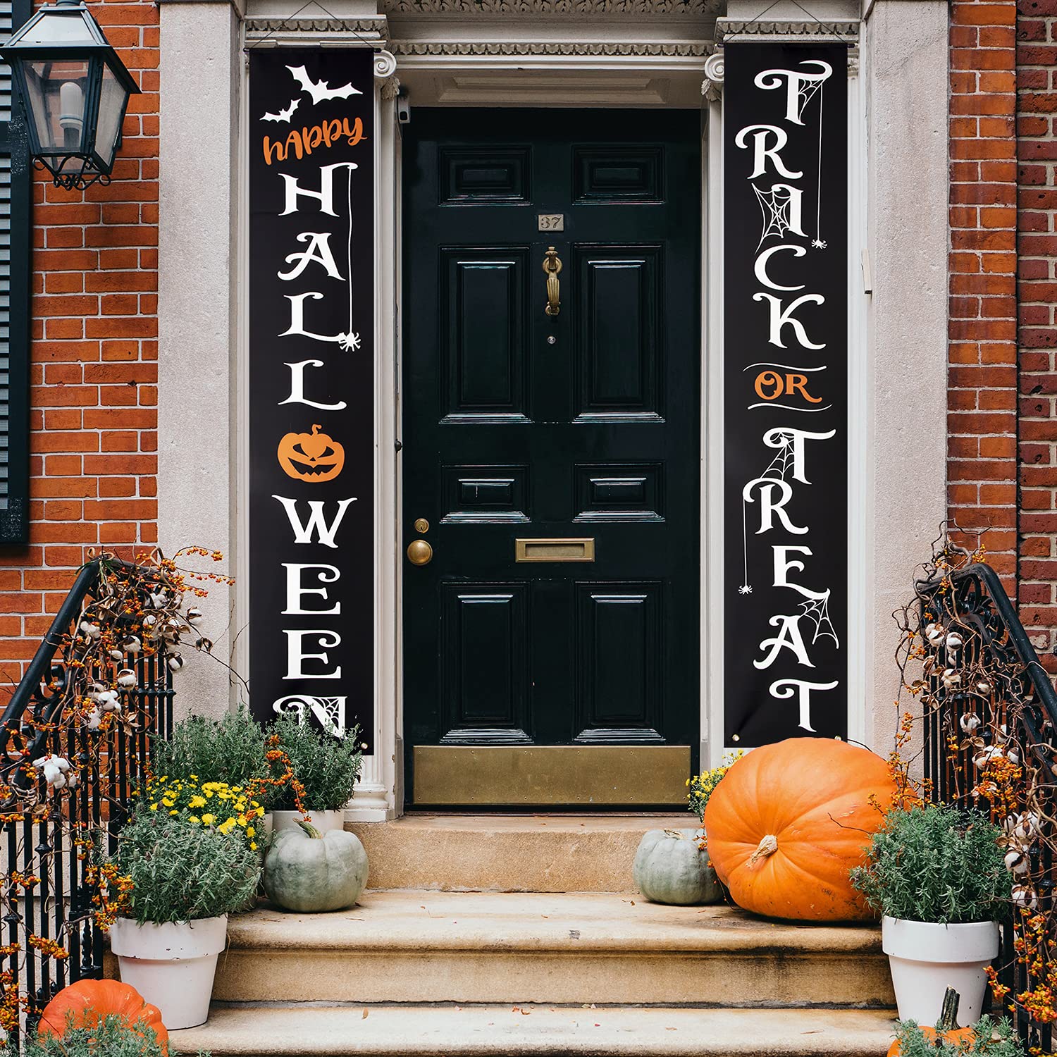 Dekoracje halloweenowe banery na zewnątrz cukierek albo psikus Happy Halloween dekoracyjny wiszący baner na drzwi wejściowe ganek podwórko znak wewnątrz dom dekoracja ścienna Halloween przyjęcie