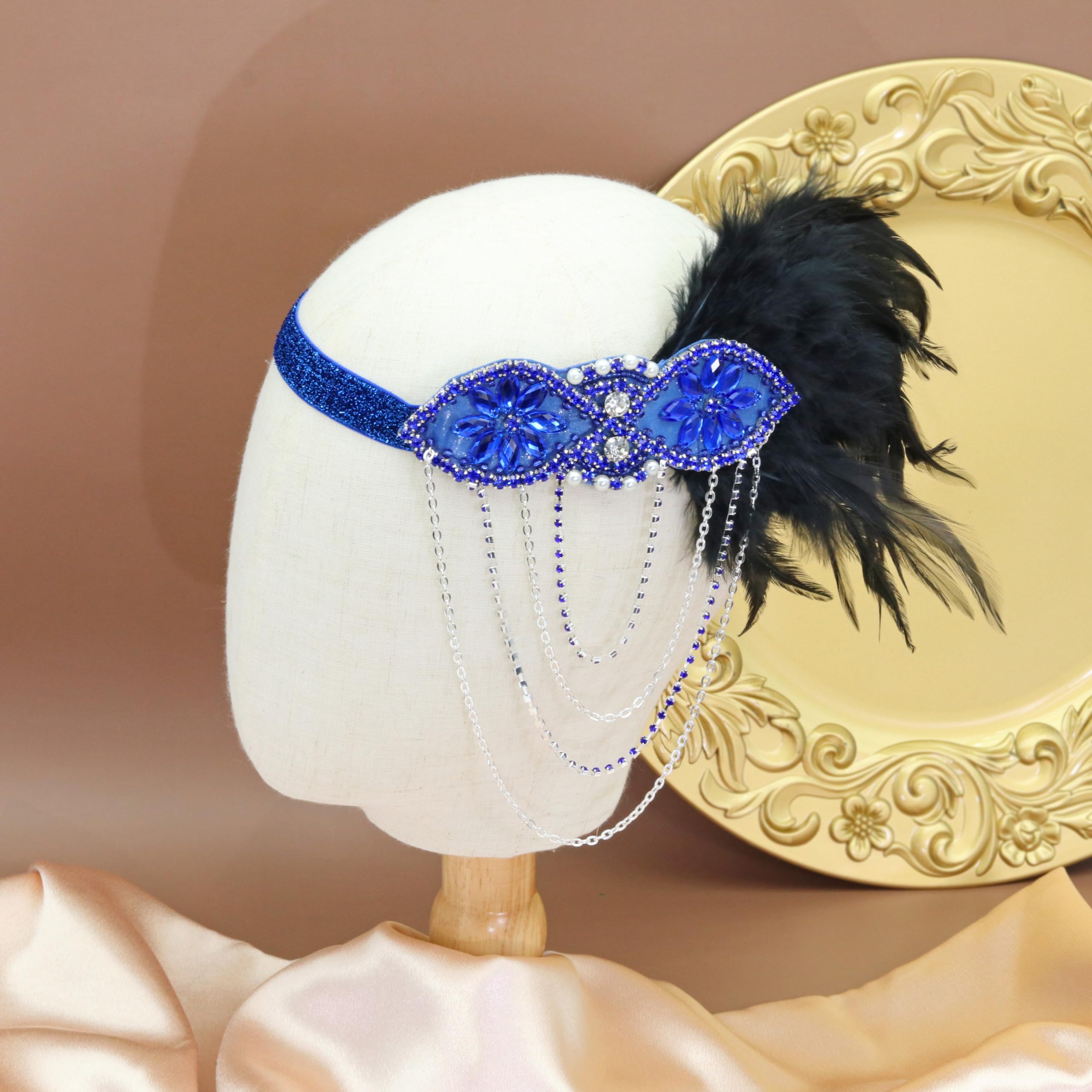 Vintage Feather Hair Band 1920s Flapper Headpiece Great Gatsby Masquerade Party 1920s Flapper Headpiece Great Gatsby Feather Headband  main image 4