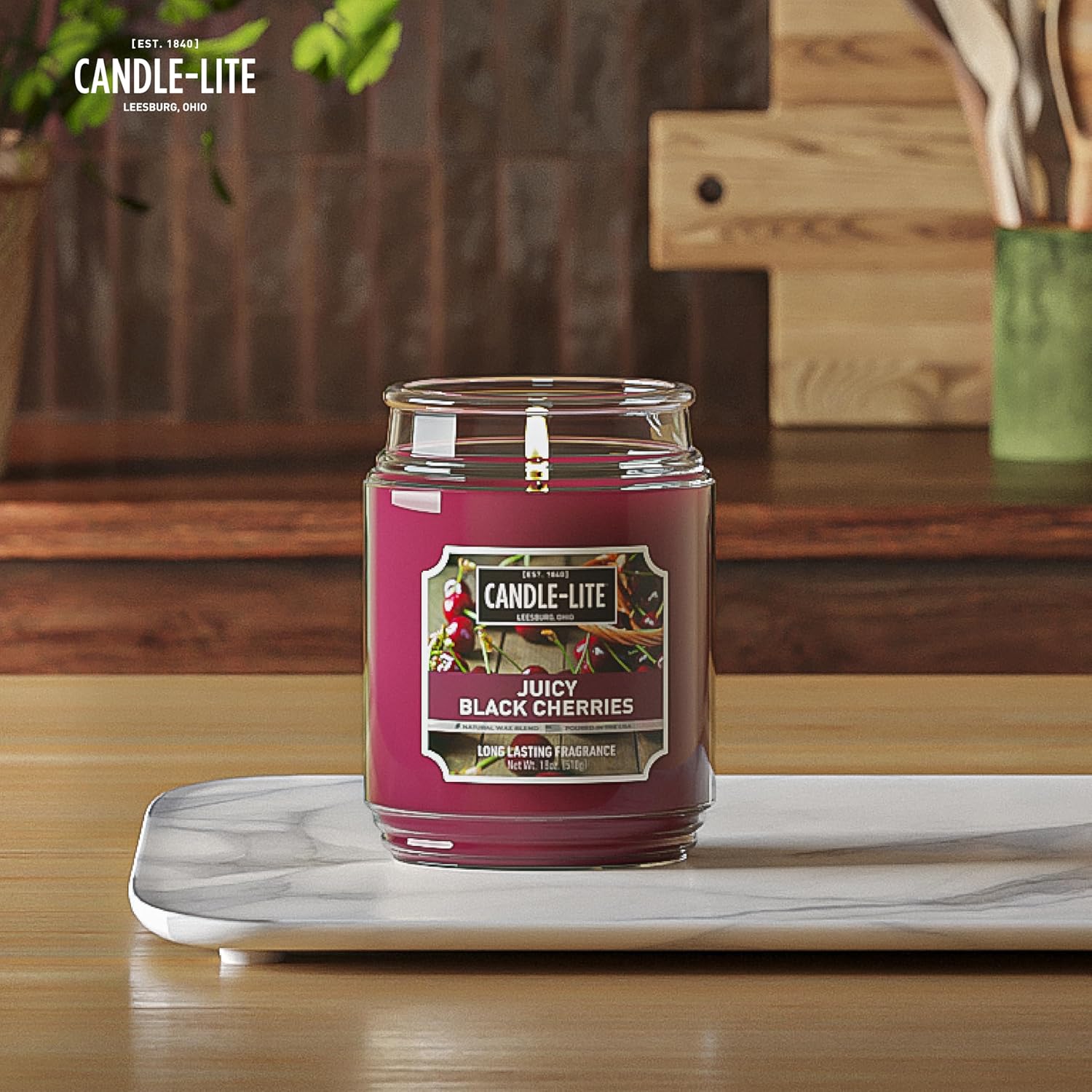Juicy Black Cherries Scented 18 oz Glass Jar Candle