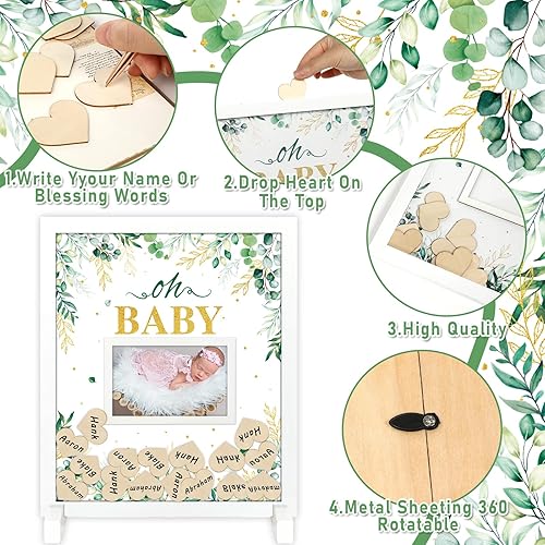 Miniatura 3 de 66 piezas Greenery Baby Shower Libro de Invitadas Alternativo de Eucalipto Baby Shower Libro de Visitas Libro de Visitas Oh Baby Marco de 60 Piezas