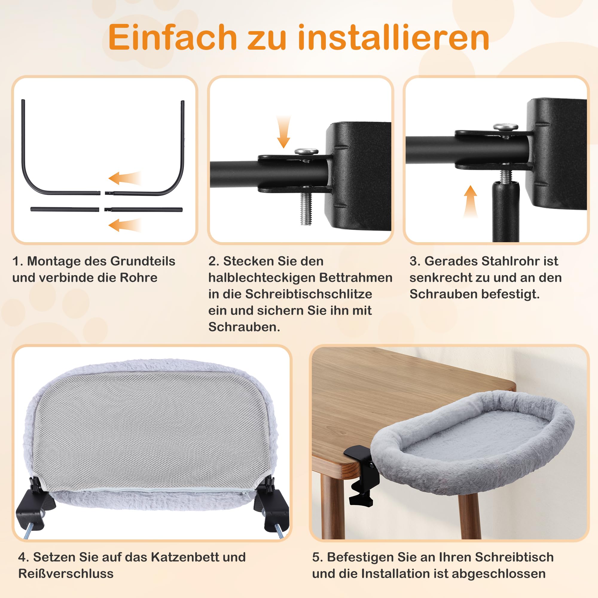 Cama Colgante para Gatos Plegable 90°, Cama para Gatos, Hamaca para Gato, Cesta para Dormir, Hamaca para Gato, Cama de 59 x 48 cm hasta 20 kg