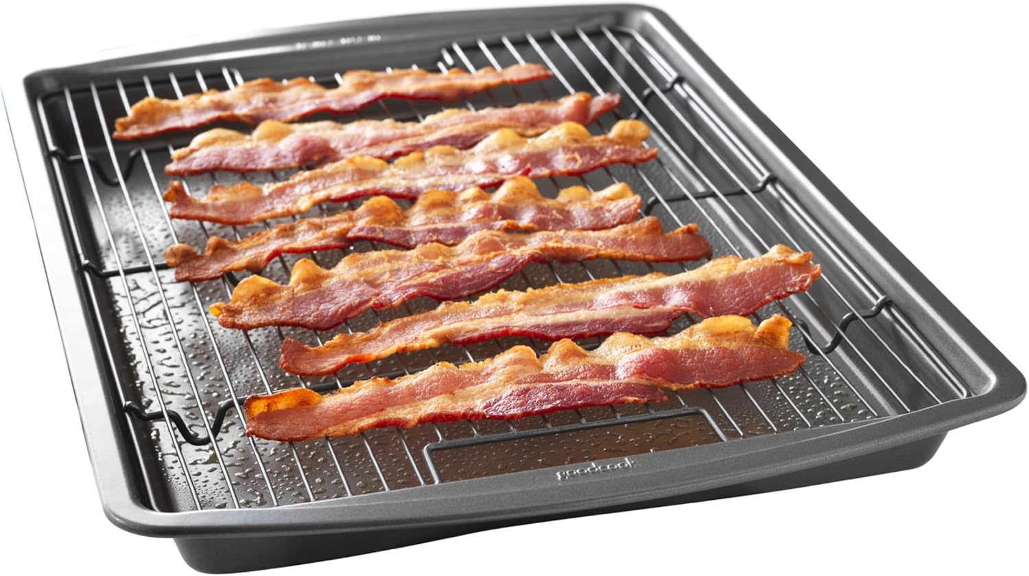 GoodCook 15” x 10.5” Nonstick Carbon Steel Baking Pan & Raised Wire Rack – Pizza Crisper, Crispy Bacon, Multipurpose Cooking Sheet Pan, Cooling Rack, Kitchen Cookware Set, Dishwasher Safe - Thumbnail 2