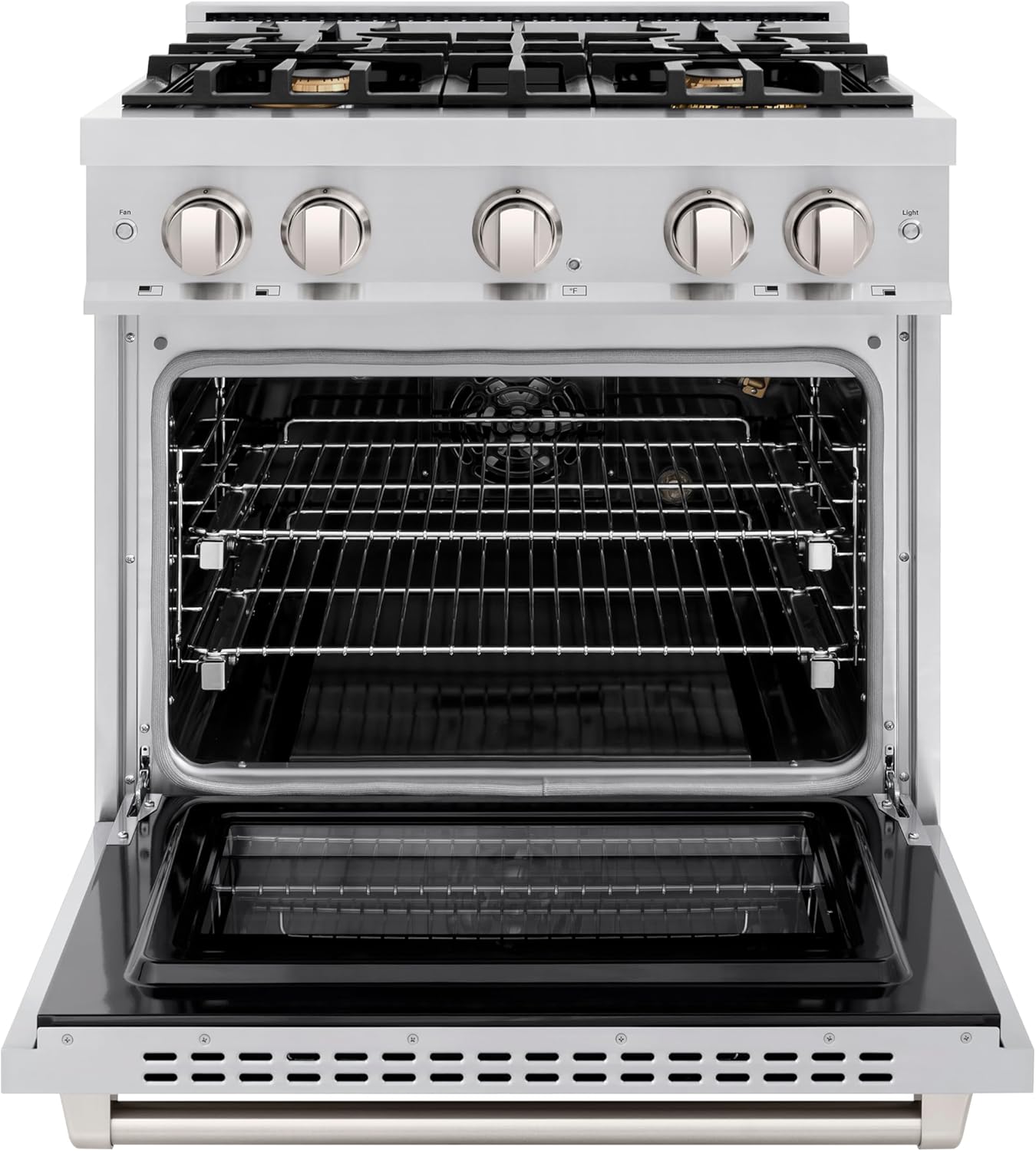 ZLINE 30 in. 4.2 cu. ft. Select Gas Range with Convection Gas Oven in Stainless Steel with 4 Brass Burners (HGR-BR-30)